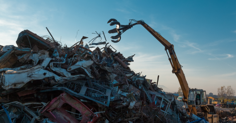 A pile of scrap metal for recycling.